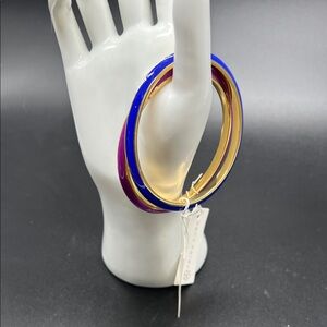 Trina Turk Vibrant Duo Color-block Bangle Bracelets NEW blue, yellow, pink, teal